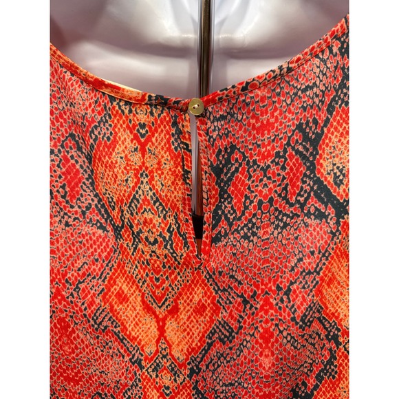 Everleigh Womens Orange Red Snakeskin Print Sleeveless Tank Top Blouse Large L - Picture 4 of 5
